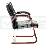 Кресло офисное Бюрократ T-9927WALNUT-AV черный, кожа, полозья дерево, фото5