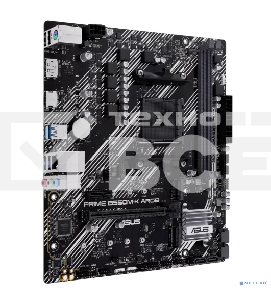 Материнская плата ASUS PRIME B550M-K ARGB, Socket AM4, AMD B550, 2xDDR4, 4xSATA, 2xM.2, 1xPCI-E 4.0 x16, 1xPCI-E x1, 1xHDMI, 1xDP, 1x 1Gb LAN, 4xUSB-A 3.2 Gen 1, 2xUSB-A 2.0, 3x3.5 мм, 7.1, Micro-ATX