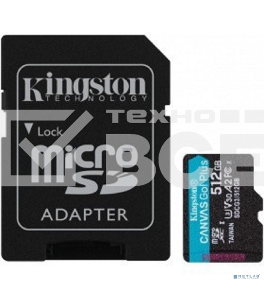 Флеш карта microSDXC 512Gb Class10 Kingston SDCG3/512GB Canvas Go! Plus + adapter