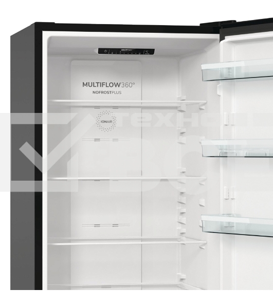 Холодильник Gorenje NRK6202EBXL4 черный матовый двухкамерный 235/96л морозилка снизу, No Frost