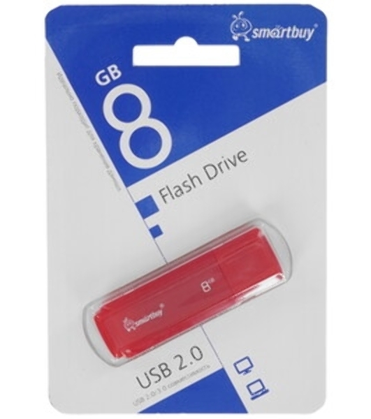 Флешка USB Smartbuy DOCK RED (SB8GBDK-R), 8Gb, USB 2.0, R/W 15/5, красный