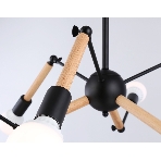 Светильник Ambrella light TR80488/6 BK/LW черный/светлое дерево E27/6 max 60W D930*510, фото5