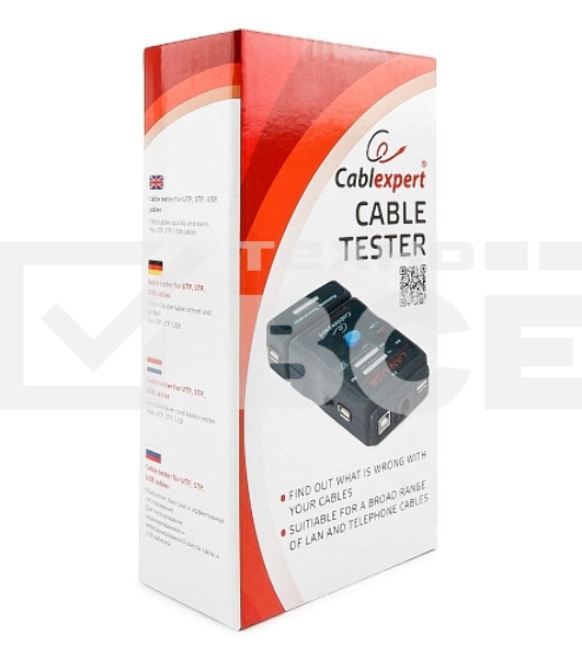 Тестер LAN Cablexpert NCT-2, 100/1000 Base-TX, для UTP, STP, RJ-11, USB-кабеля