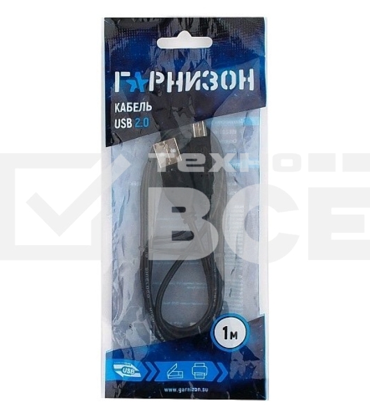 Кабель Гарнизон Кабель USB 2.0, AM/BM, 1м, пакет (GCC-USB2-AMBM-1M)