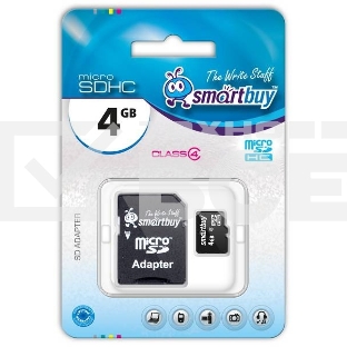 Флеш карта microSD 4Gb Smartbuy microSDHC Class 10 (SD адаптер)