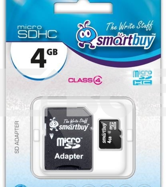 Флеш карта microSD 4Gb Smartbuy microSDHC Class 10 (SD адаптер)