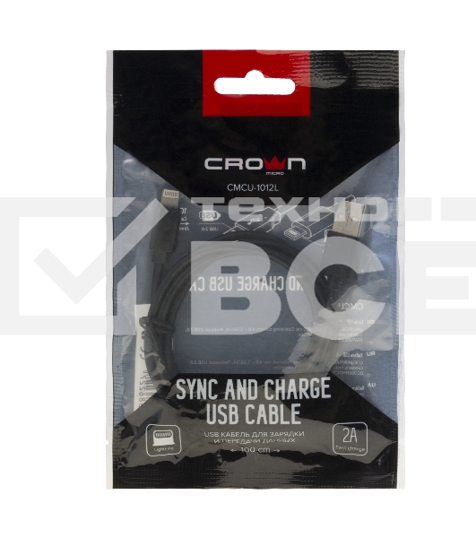 Кабель Crown USB - Lightning CMCU-1012L черный