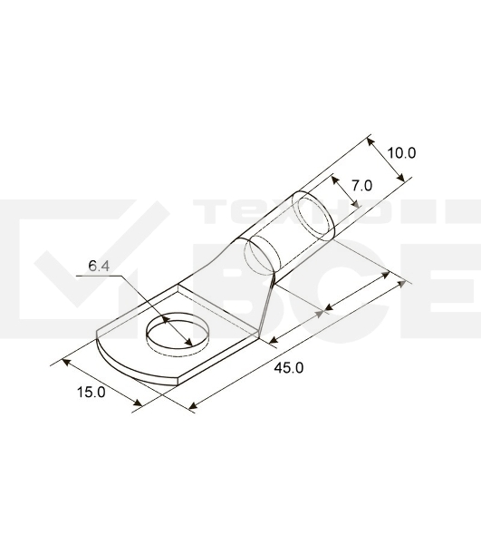 Наконечник ТМЛ 25–6–8 (25 мм² - Ø 6 мм) ГОСТ 7386-80 (в упак. 5 шт.) Rexant