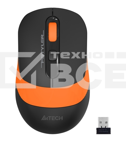 Мышь беспроводная A4Tech Fstyler FG10S черный/оранжевый, 2000 dpi, радиоканал, USB, кнопки - 4