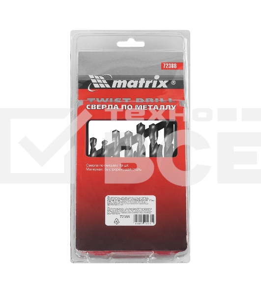Набор сверл MATRIX 723887 по металлу 1-10мм  hss 19шт метал. коробка цил. хвостовик