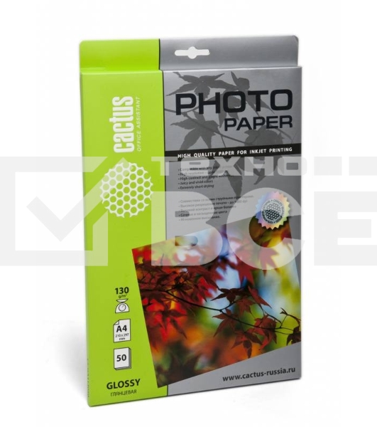 Фотобумага Cactus CS-GA413050 A4/130г/м2/50л. глянцевая для струйной печати