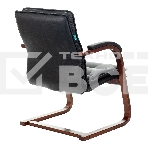 Кресло офисное Бюрократ T-9927WALNUT-AV черный, кожа, полозья дерево, фото4