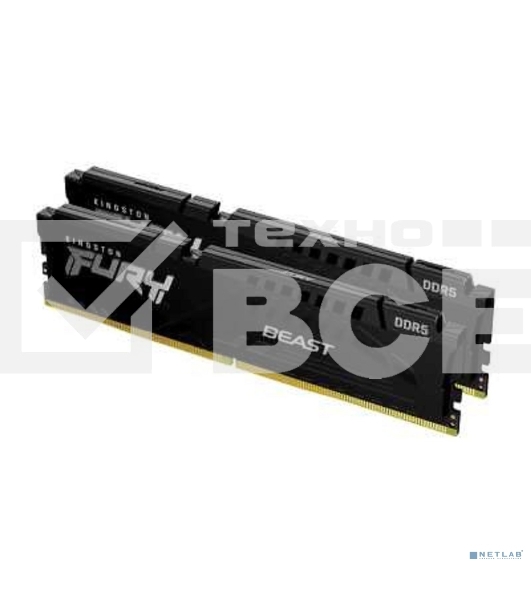 Оперативная память Kingston Fury Beast, DDR5, 32GB (2x16GB), 5200MHz, CL40, DIMM, радиатор, чёрный