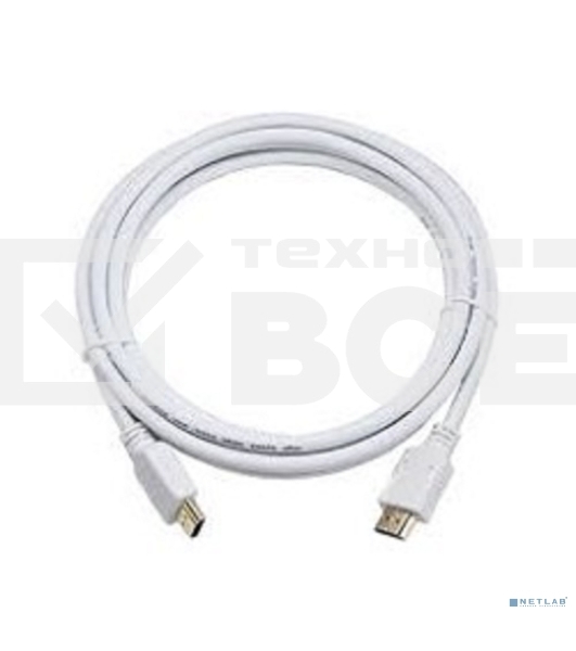 Кабель Cablexpert HDMI CC-HDMI4-W-10, 19M/19M, v2.0, медь, позол.разъемы, экран, 3 м, белый, пакет