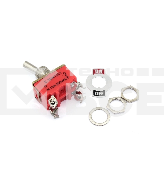 Тумблер E-TEN1221, 250V, 15А, 4 контакта, клеммы под винт, ON-OFF