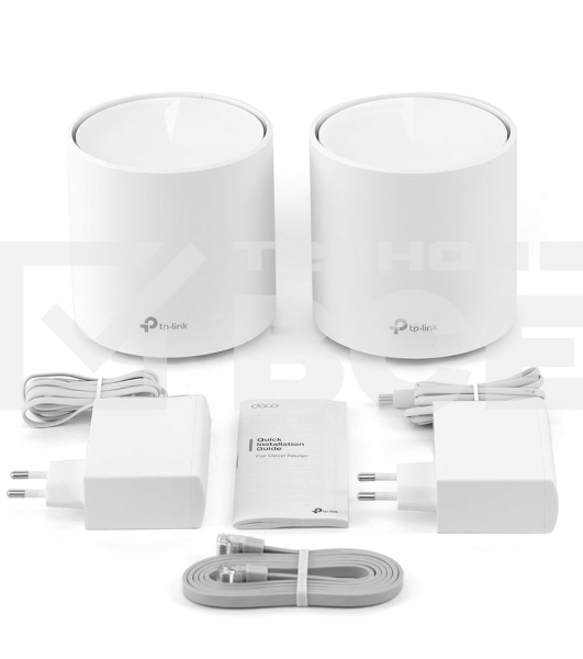 Система TP-Link Mesh AX3000 Whole Home Wi-Fi System, Wi-Fi 6, 2402Mbps (4 streams) at 5GHz and 574Mbps (2 streams) at 2.4GHz, 2 Gigabit ports of each unit, support OFDMA, MU-MIMO, 802.11k/v/r seamless roaming, support WPA3, HomecareTM system, easy setup a