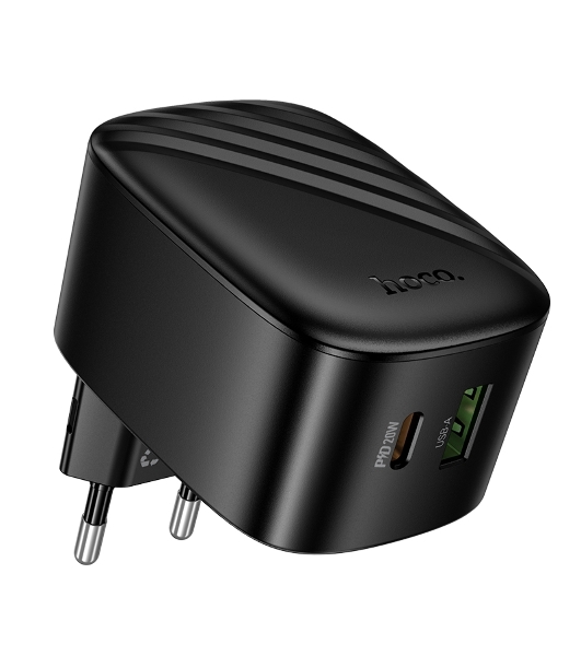 Зарядное устройство Hoco 20Вт, 3А, QC3.0/PD, 1xUSB, 1xType-C, CS101A, черный, коробка