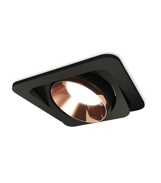 Комплект встраиваемого поворотного светильника Ambrella light XC7659025 SBK/PPG черный песок/золото розовое полированное MR16 GU5.3 (C7659, N7035)