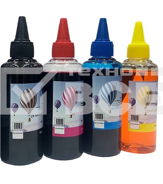 Чернила NV PRINT для аппаратов Epson, комплект 4 цвета (пигментные Bk + водные C,M,Y) по 100 мл