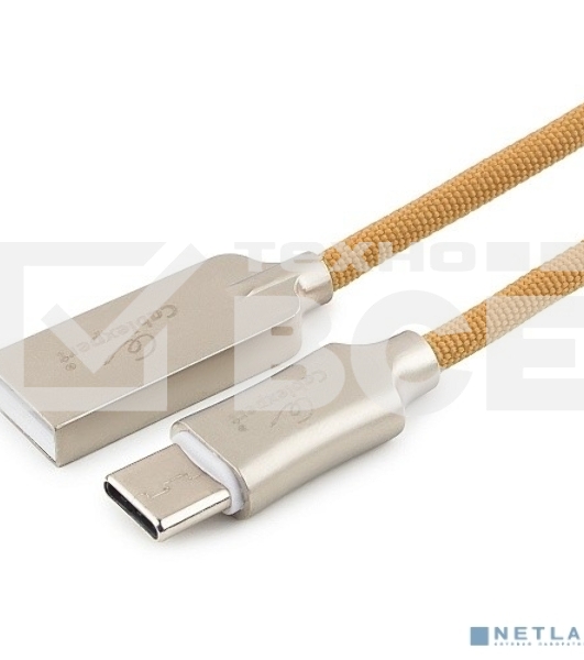 Кабель USB 2.0 Cablexpert CC-P-USBC02Gd-1.8M, AM/Type-C, серия Platinum, длина 1.8м, золотой, блистер