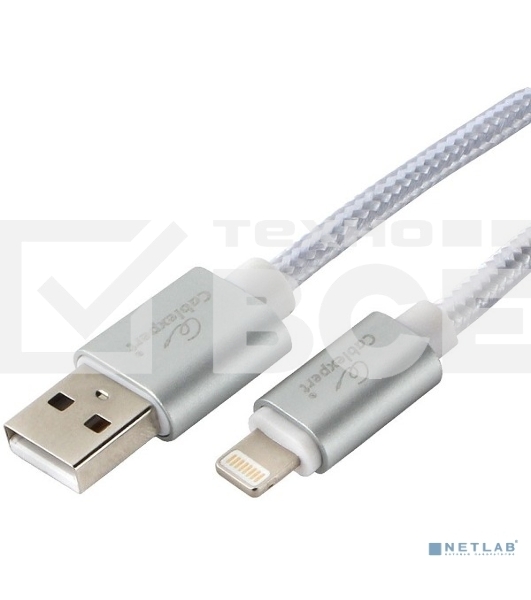 Кабель Cablexpert для Apple CC-U-APUSB02S-1.8M, AM/Lightning, серия Ultra, длина 1.8м, серебристый, блистер