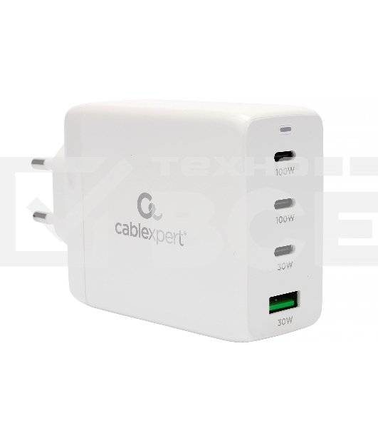 Зарядное устройство Cablexpert MP3A-PC-66 100Вт GaN, 5A, QC5.0/PD, 3xType-C, 1xUSB, белый, коробка