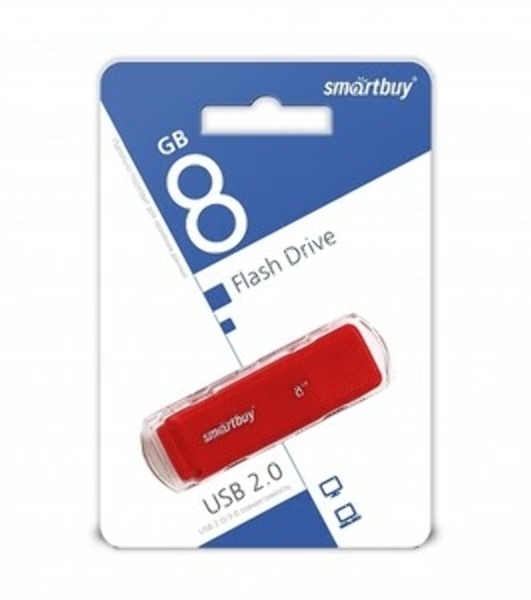 Флешка USB Smartbuy DOCK RED (SB8GBDK-R), 8Gb, USB 2.0, R/W 15/5, красный