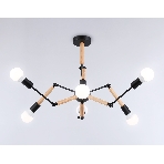 Светильник Ambrella light TR80488/6 BK/LW черный/светлое дерево E27/6 max 60W D930*510, фото3