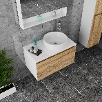 Комплект для ванной, 3 предмета (Тумба Bau Dream Blackwood 80, раковина BAU Dream круглая D41, смеситель для раковины высокий Hotel Still, нержавеющая сталь), фото2