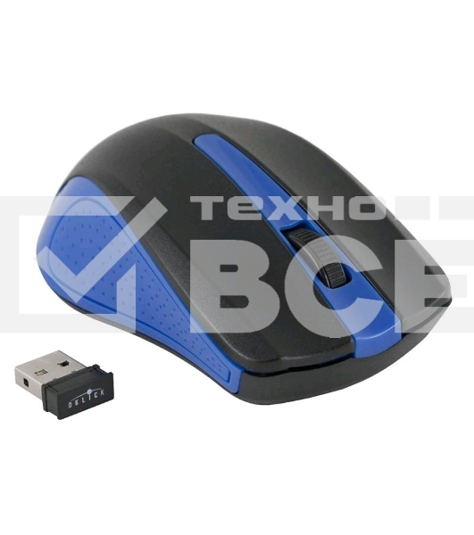 Мышь беспроводная Oklick 485MW черный/синий, 1200 dpi, радиоканал, USB, кнопки - 3