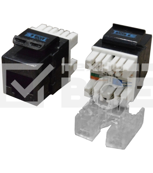 Модуль Keystone RJ45, Cat.5E, UTP, 180 градусов, черный