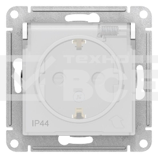 Механизм розетки 1-м СП ATLAS DESIGN AQUA с заземл. защ. шторки с защ. крышкой 16А IP44 бел. SchE ATN440146