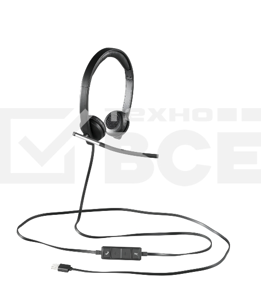 Наушники с микрофоном Logitech H650E черный 1.1м 981-000519