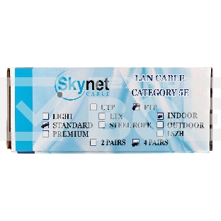 Кабель SkyNet Standart FTP indoor 4x2x0,48, медный, FLUKE TEST, кат.5e, однож., 100 м, box, серый