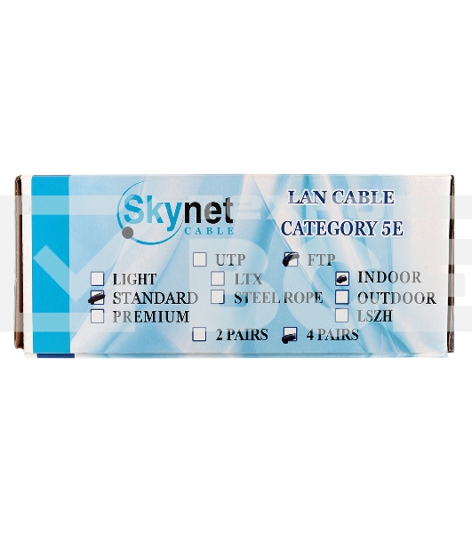 Кабель SkyNet Standart FTP indoor 4x2x0,48, медный, FLUKE TEST, кат.5e, однож., 100 м, box, серый