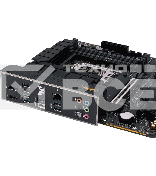 Материнская плата ASUS TUF GAMING B760M-PLUS D4, LGA1700, Intel B760, 4xDDR4, 4xSATA, 2xM.2, 1xPCIe 5.0 x16, 1xPCIe 4.0 x4, 1xPCIe 4.0 x1, 1xDP, 1xHDMI, 1x2.5Gb LAN, Wi-Fi, Bluetooth, 1xUSB-C 20Gbps, 4xUSB-A 10Gbps, 1xUSB-A 5Gbps, 2xUSB-A 2.0, 5x3.5 мм, 7