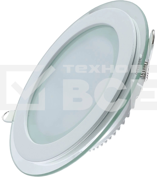 Светильник Glass круг 18W 1390lm 3000K 220-240V IP20 монт Ø155 200x35 с дек стеклом LED