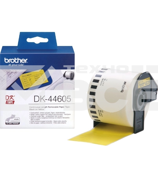 Адресные наклейки Brother DK44605 62 мм, 30.48 м, черный шрифт, желтый фон, для BROTHER QL-5X0, QL-7X00, QL-8X0, QL-10X0, QL-1X10