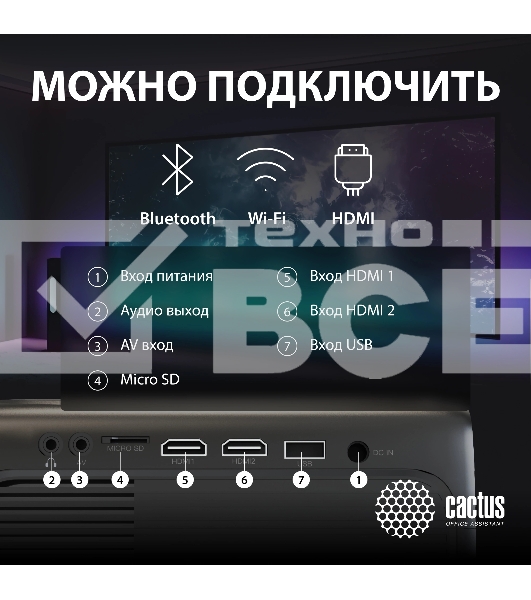 Проектор Cactus CS-PRM.07B.Full HD LCD 3200Lm LS 320Lm ANSI (1920x1080) 1500:1 ресурс лампы:30000часов 1xUSB typeA 3xHDMI 1.16кг