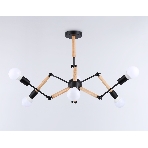 Светильник Ambrella light TR80488/6 BK/LW черный/светлое дерево E27/6 max 60W D930*510, фото 1