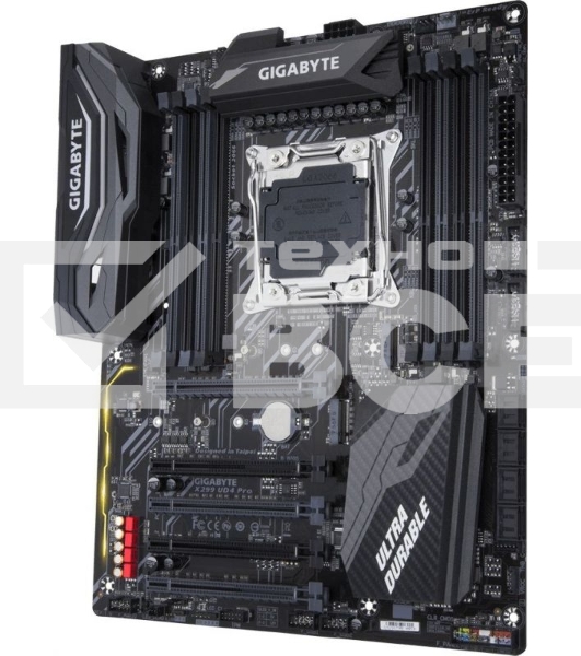 Материнская плата Gigabyte X299 UD4 PRO, LGA2066, Intel X299, 8xDDR4, 8xSATA, 2xM.2, 2xPCIe 3.0 x16, 1xPCIe 3.0 x8, 2xPCIe 3.0 x4, 6xUSB-A 5Gbps, 2xUSB-A 10Gbps, 6x3.5 мм, 7.1, ATX