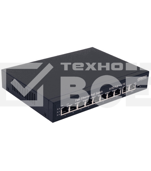 Коммутатор PoE OSNOVO SW-21000(120W), 8 x FE с поддержкой PoE (IEEE 802.3af/at), 2 x FE, до 30W на порт, суммарно до 120W
