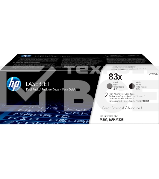 Картридж лазерный HP 83X черный двойная упаковка (CF283XD) увеличенной емкости для HP LJ Pro M201/M225, 4400стр