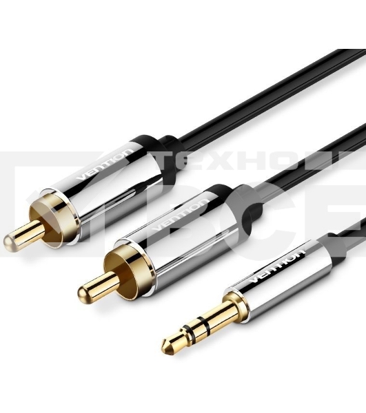 Кабель Vention аудио Jack 3,5 mm M/2RCA M - 5 м черный