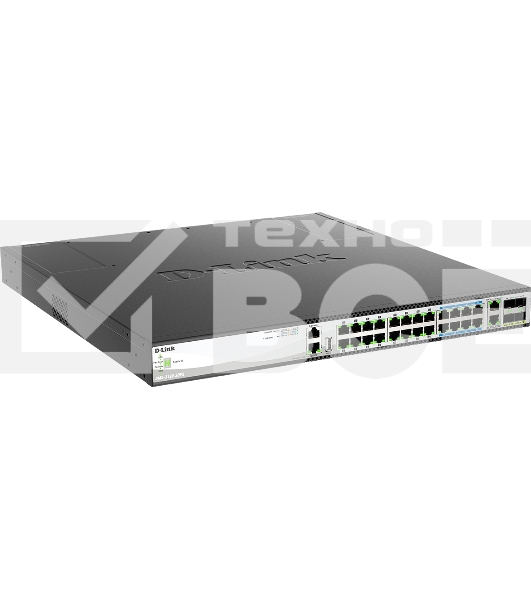 Управляемый L3 стекируемый коммутатор DMS-3130-30PS/A1A с 16 портами 100/1000/2.5GBase-T, 8 портами 5GBase-T, 2 портами 10GBase-T и 4 портами 25GBase-X SFP28 (16 портов PoE 802.3af/at, 8 портов PoE 802.3bt, PoE-бюджет 740 Вт)