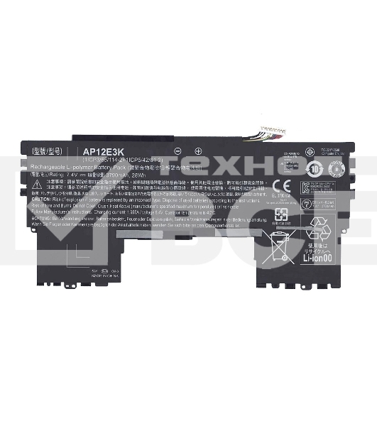 Аккумуляторная батарея для ноутбука Acer Aspire S7-191 7.4V 3790mAh 28Wh AP12E3K