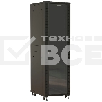 Шкаф серверный Hyperline (TTBR-4261-AS-RAL9004) напольный 42U 600x1000мм пер.дв.стекл задн.дв.спл.стал.лист 2 бок.пан. 800кг черный 910мм 2055мм IP20 сталь, фото2