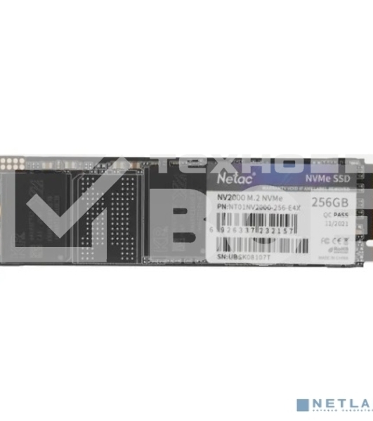 Накопитель SSD Netac NV2000, 256GB, PCIe 3.0 x4, M.2 2280, NVMe, R/W 2500/1000