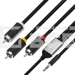 Кабель GCR-переходник 1.0m аудио jack 3,5mm / 3 х RCA, черный, фото3