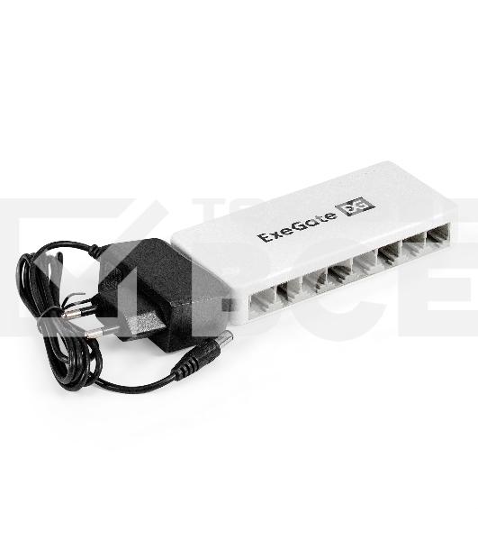 Коммутатор неуправляемый ExeGate EDGS-1008C (8-портовый гигабитный UTP 10/100/1000 Base-T, с функцией энергосбережения (EEE), настольный/настенный)